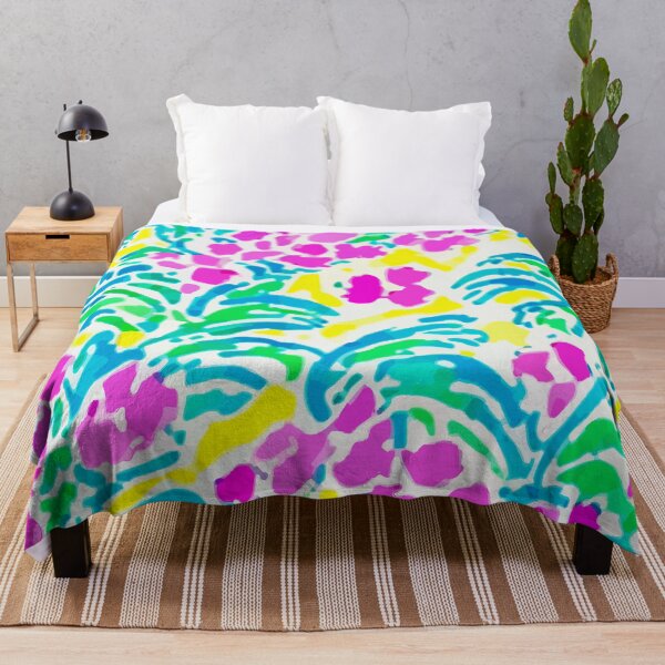 Item preview, Preppy pink and green wild flowers and leaves on yellow designed and sold by SophieClimaArt.