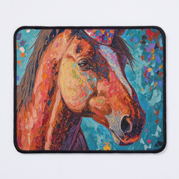 Item preview, Horse in Party Hat with Birthday Cake in vibrant painted style designed and sold by OddCorro.