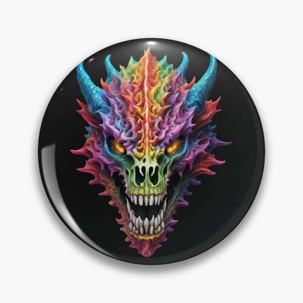 Item preview, Colorful dragon skull with flaming eyes designed and sold by Lemilemi.