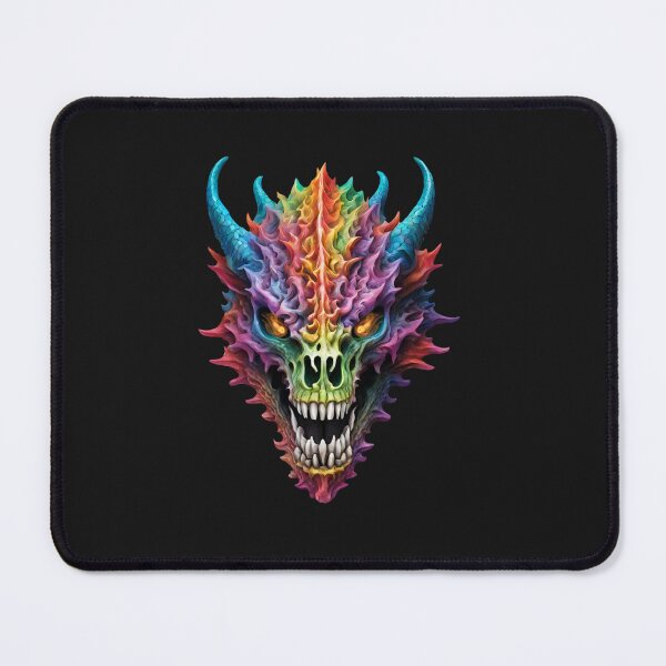 Item preview, Colorful dragon skull with flaming eyes designed and sold by Lemilemi.