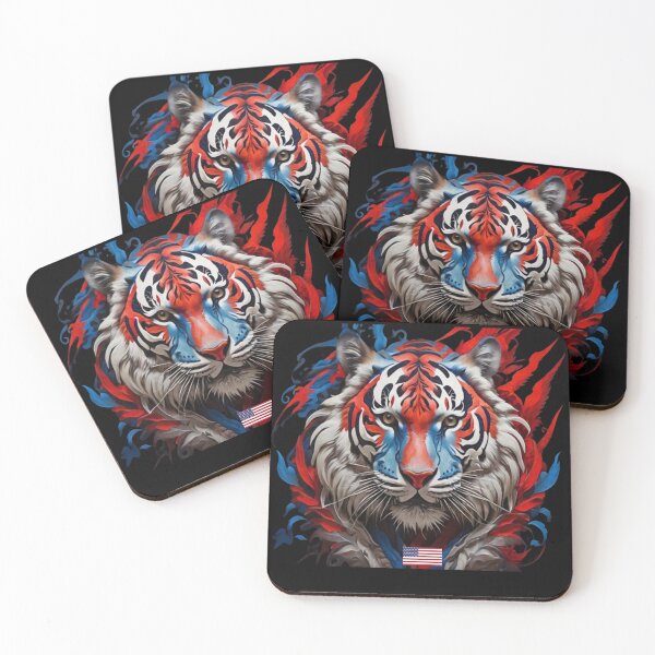 Item preview, Tribal Tiger with American Colors And Flag  designed and sold by Angelle55.