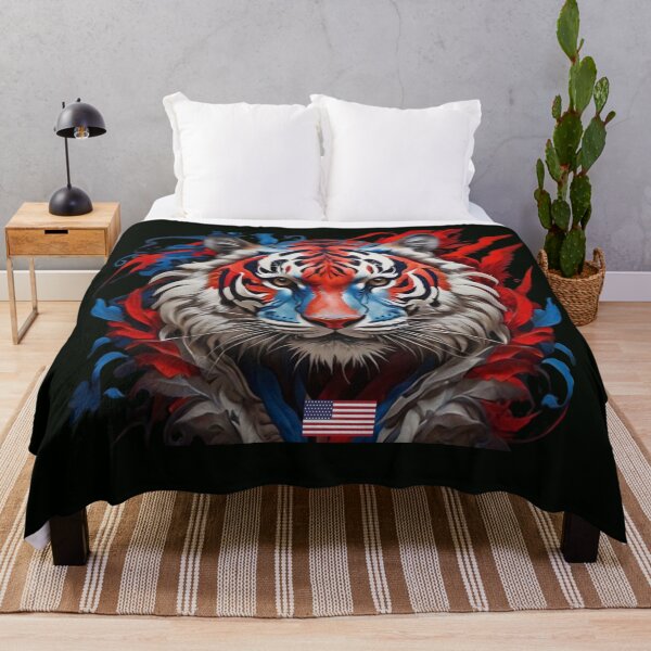 Item preview, Tribal Tiger with American Colors And Flag designed and sold by Angelle55.