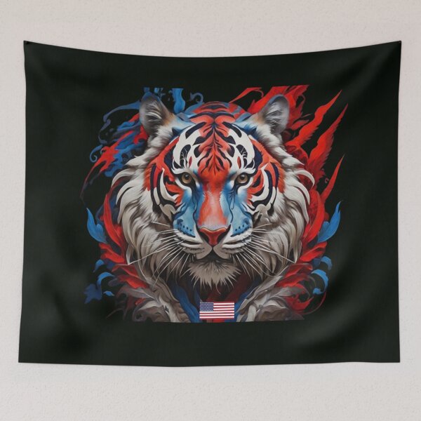 Item preview, Tribal Tiger with American Colors And Flag  designed and sold by Angelle55.