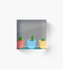 Three Little Cactus Acrylic Block