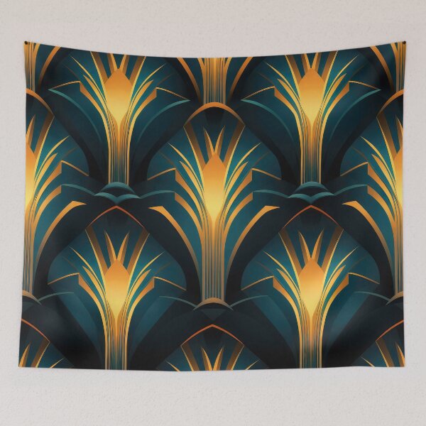 Item preview, Teal-Green And Vintage Golden Art Deco Pattern designed and sold by DEC02.