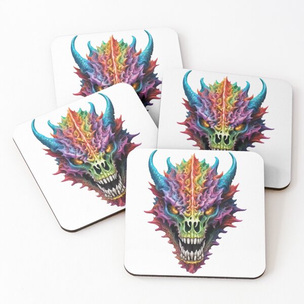 Item preview, Colorful dragon skull with flaming eyes designed and sold by Lemilemi.