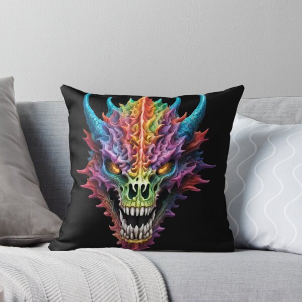 Item preview, Colorful dragon skull with flaming eyes designed and sold by Lemilemi.