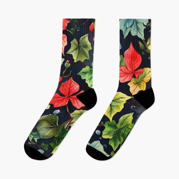 Item preview, Dark Watercolor Green And Red Poisonous Ivy Leaves Décor designed and sold by SassyArtistry.