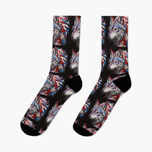 Item preview, Tribal Wolf with American Colors And Flag  designed and sold by Angelle55.
