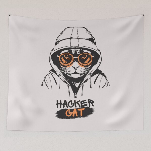 Item preview, Black Orange Cool Cat Illustrative  designed and sold by Funwaytrend.