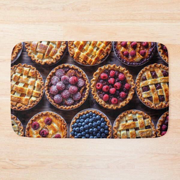 Item preview, Variety of Fruit Pies on a Wood Background - Jigsaw Puzzle designed and sold by jecphotography and art.
