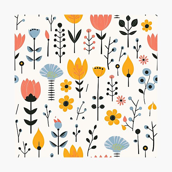 Item preview, Scandinavian Wild Flowers Floral Pattern designed and sold by Melissify.