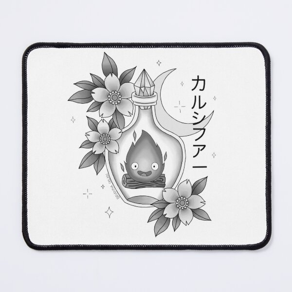 Item preview, Calcifer in Vial Howl's Moving Castle Black and White designed and sold by bridolanart.