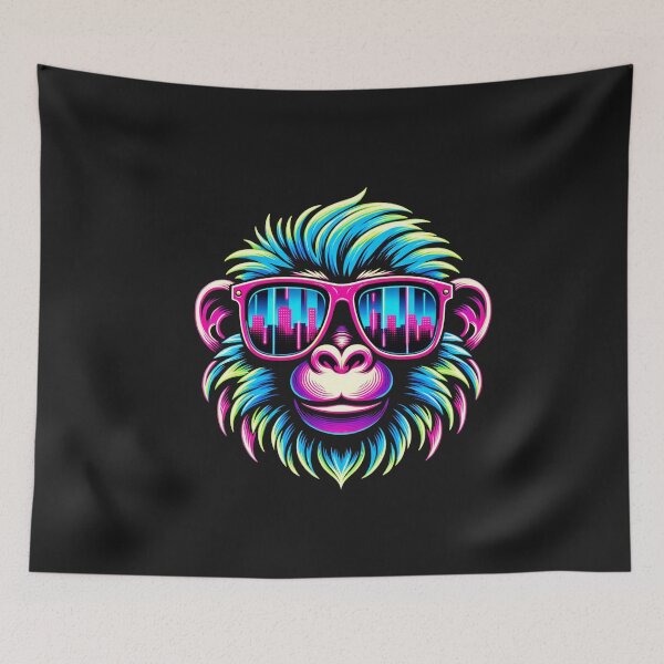 Item preview, Cute Colorful Monkey with Sunglasses designed and sold by Graffiti-Space.