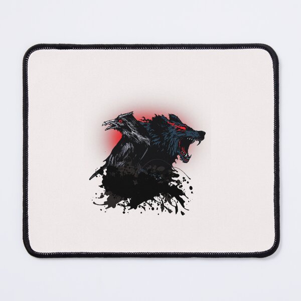 Item preview, Norse Mythical Fenrir and Raven Silhouette designed and sold by Hudoges.