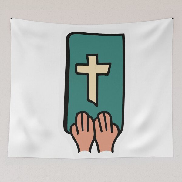 Item preview, Reverent Clasped Hands Over Scripture Illustration designed and sold by NiftyWrx.