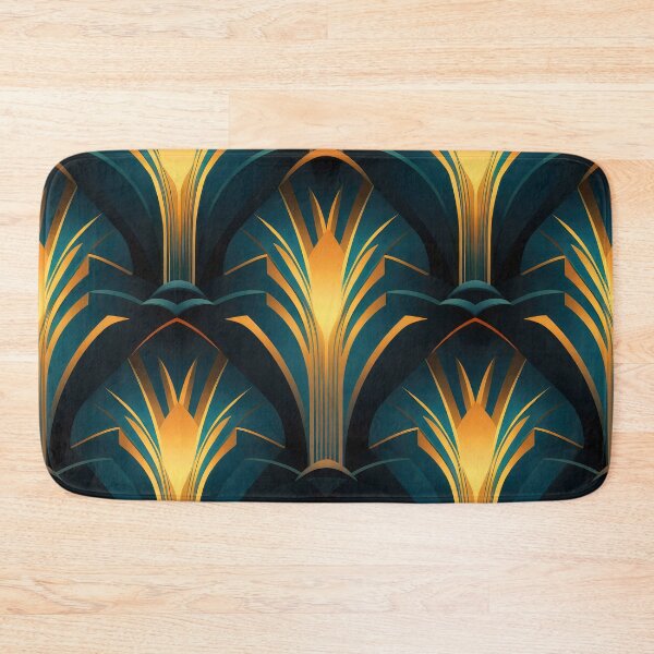 Item preview, Teal-Green And Vintage Golden Art Deco Pattern designed and sold by DEC02.
