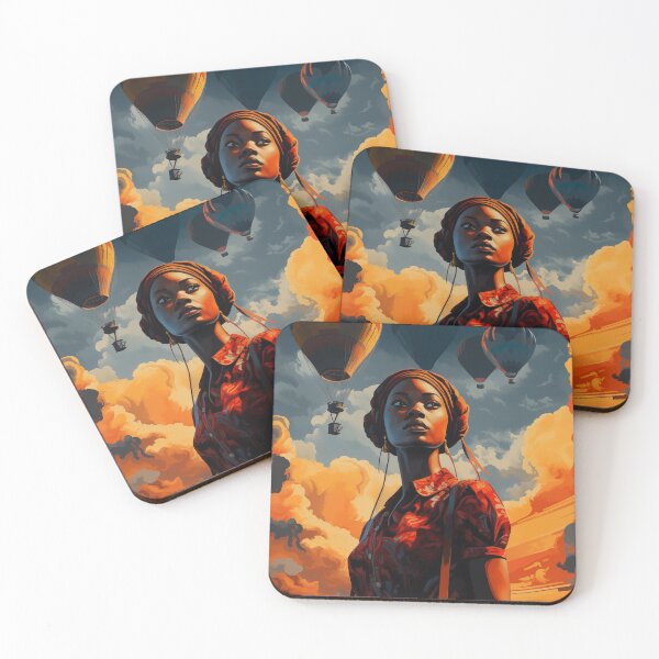 Item preview, Girl in red shirt with hot air balloons in the sky designed and sold by Rebelka.
