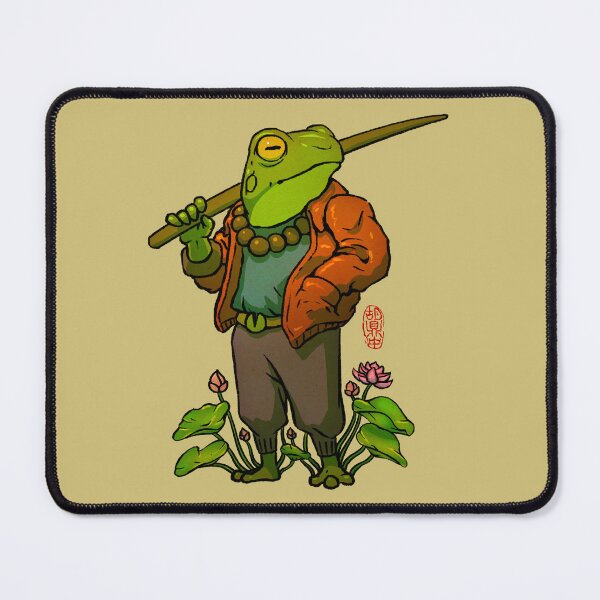 Item preview, cool anime frog with wood sword chinese asian art designed and sold by DingHuArt.