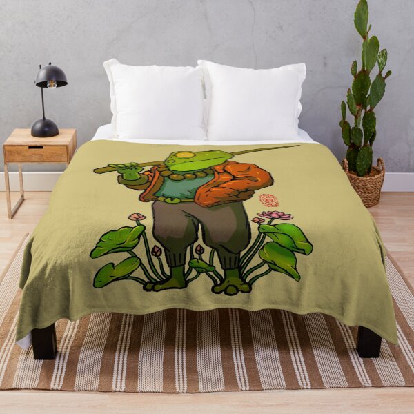 Item preview, cool anime frog with wood sword chinese asian art designed and sold by DingHuArt.