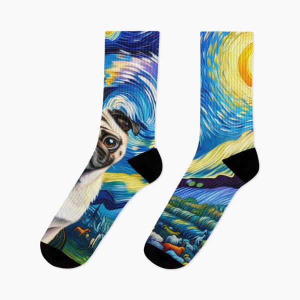 Item preview, Starry Night Pug Van gogh Inspired Dog Painting designed and sold by Vangoholic.