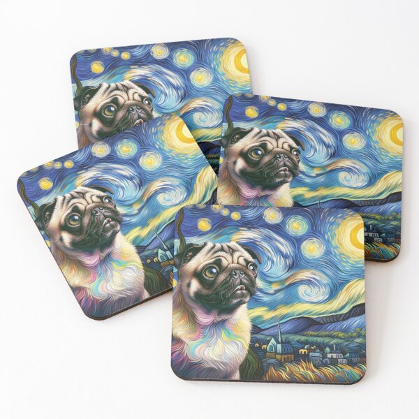 Item preview, Starry Night Pug Van gogh Inspired Dog Painting designed and sold by Vangoholic.