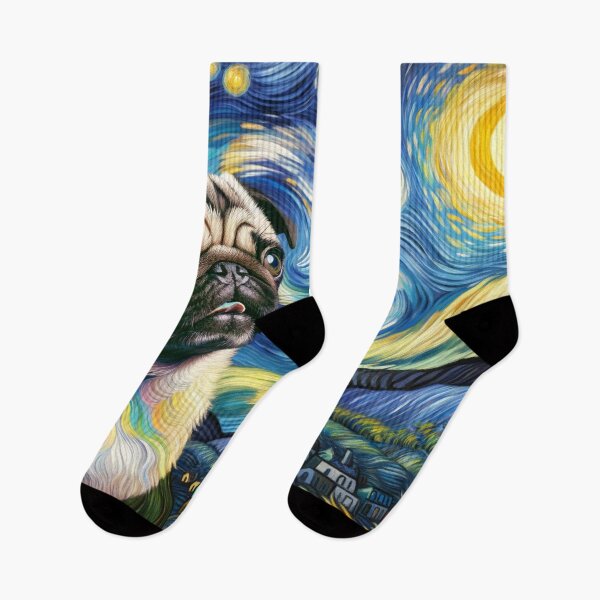 Item preview, Starry Night Pug Van gogh Inspired Dog Painting designed and sold by Vangoholic.