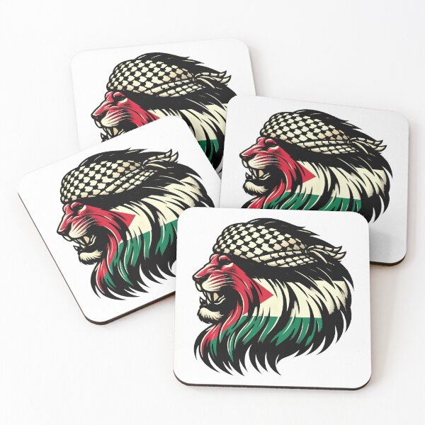 Item preview, Lion Flag Of Palestine Wearing Kufiyyeh designed and sold by BonsaiCrafts.