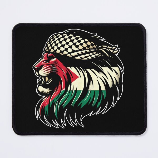 Item preview, Lion Flag Of Palestine Wearing Kufiyyeh designed and sold by BonsaiCrafts.