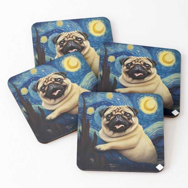 Item preview, Starry Night Pug Van gogh Inspired Dog Painting designed and sold by Vangoholic.