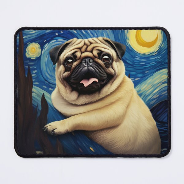 Item preview, Starry Night Pug Van gogh Inspired Dog Painting designed and sold by Vangoholic.