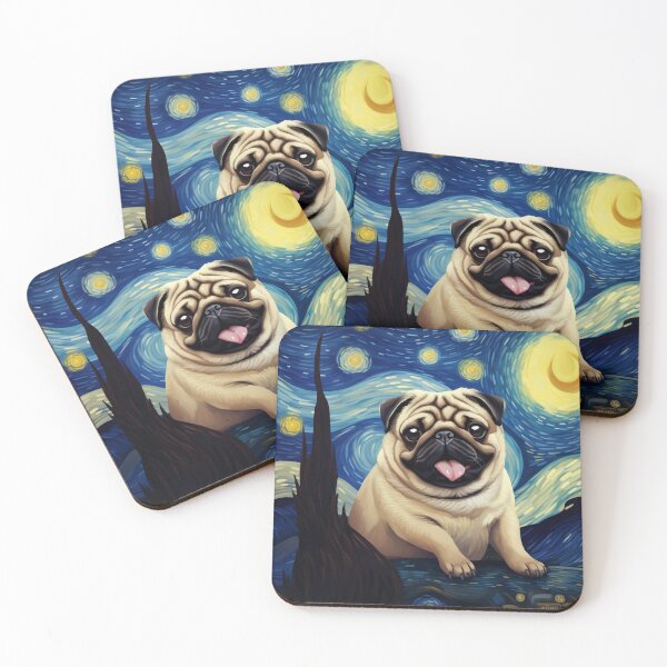 Item preview, Starry Night Pug Van gogh Inspired Dog Painting designed and sold by Vangoholic.