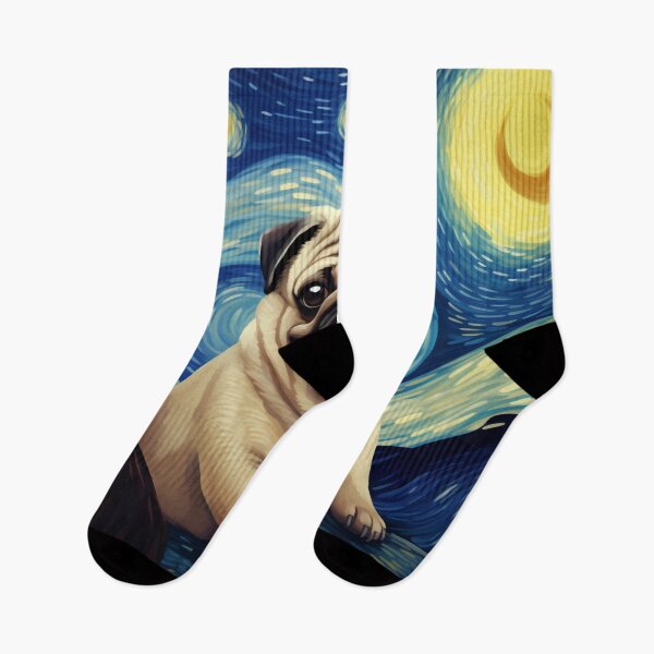 Item preview, Starry Night Pug Van gogh Inspired Dog Painting designed and sold by Vangoholic.