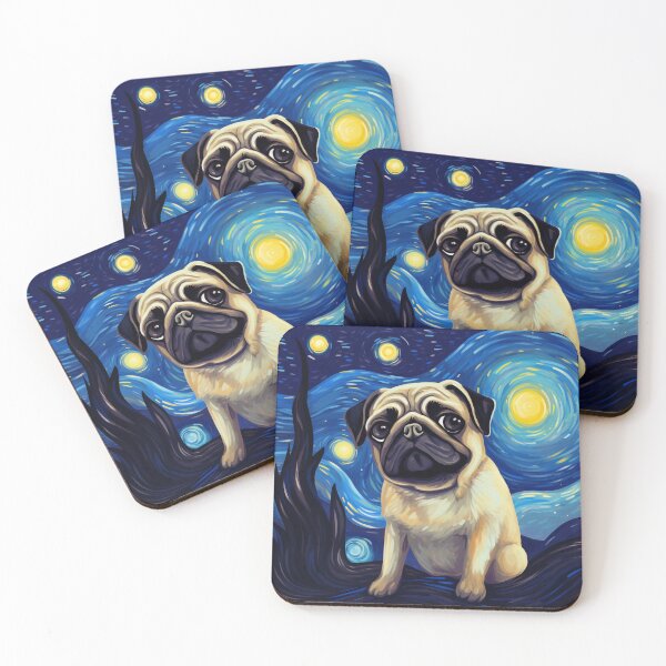 Item preview, Starry Night Pug Van gogh Inspired Dog Painting designed and sold by Vangoholic.
