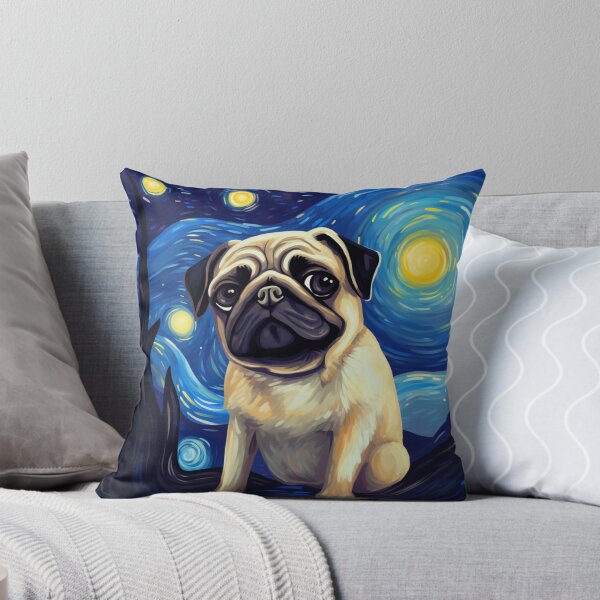 Item preview, Starry Night Pug Van gogh Inspired Dog Painting designed and sold by Vangoholic.