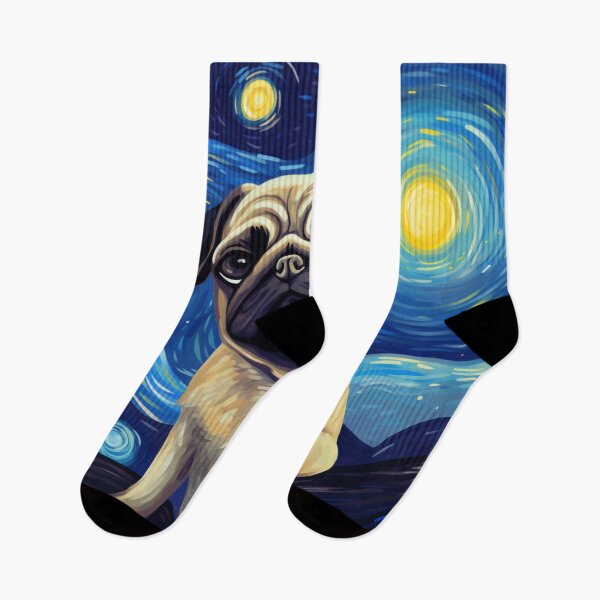 Item preview, Starry Night Pug Van gogh Inspired Dog Painting designed and sold by Vangoholic.