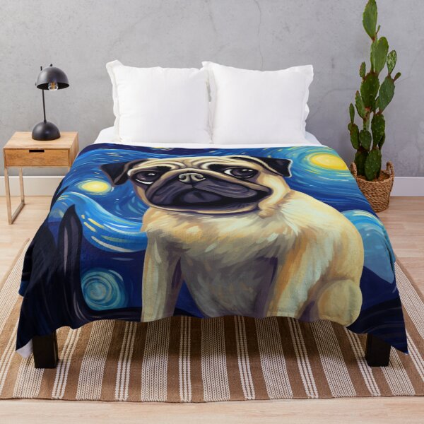Item preview, Starry Night Pug Van gogh Inspired Dog Painting designed and sold by Vangoholic.