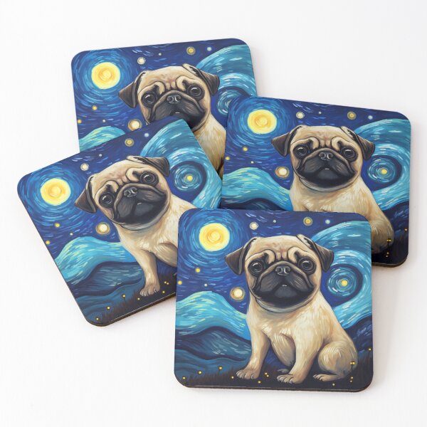 Item preview, Starry Night Pug Van gogh Inspired Dog Painting designed and sold by Vangoholic.
