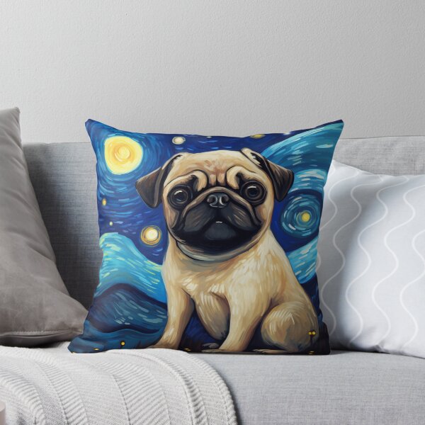Item preview, Starry Night Pug Van gogh Inspired Dog Painting designed and sold by Vangoholic.