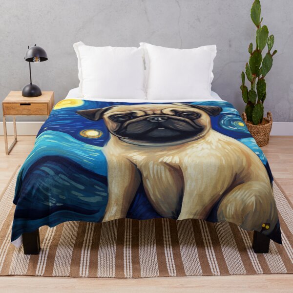 Item preview, Starry Night Pug Van gogh Inspired Dog Painting designed and sold by Vangoholic.