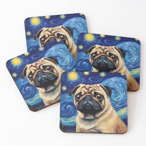 Item preview, Starry Night Pug Van gogh Inspired Dog Painting designed and sold by Vangoholic.