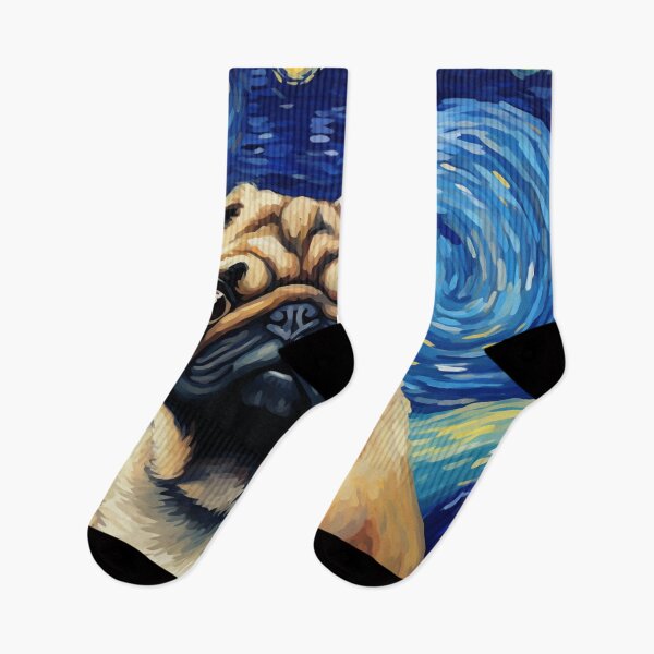 Item preview, Starry Night Pug Van gogh Inspired Dog Painting designed and sold by Vangoholic.