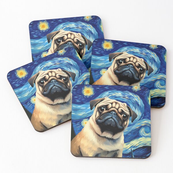 Item preview, Starry Night Pug Van gogh Inspired Dog Painting designed and sold by Vangoholic.