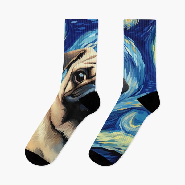 Item preview, Starry Night Pug Van gogh Inspired Dog Painting designed and sold by Vangoholic.