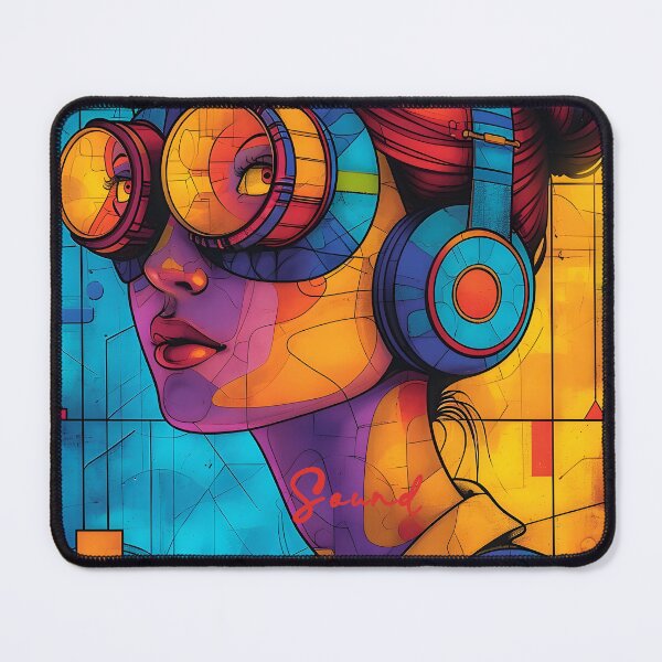 Item preview, Retro Futuristic Soundwave Portrait designed and sold by inkArtistryfine.
