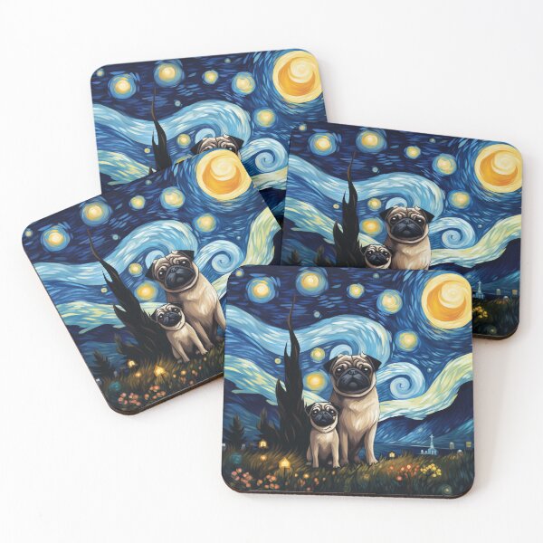 Item preview, Starry Night Pug Van gogh Inspired Dog Painting designed and sold by Vangoholic.