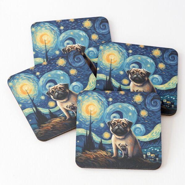 Item preview, Starry Night Pug Van gogh Inspired Dog Painting designed and sold by Vangoholic.