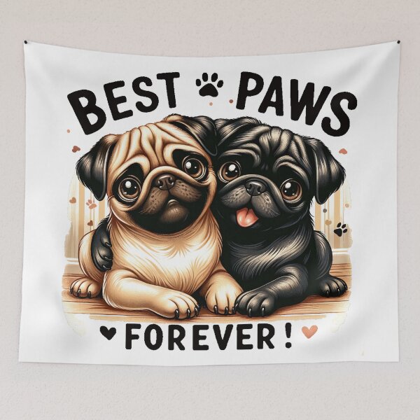 Item preview, Pug Pals: Best Paws Forever - Playful Bond of Two Pugs designed and sold by luvablelifeform.