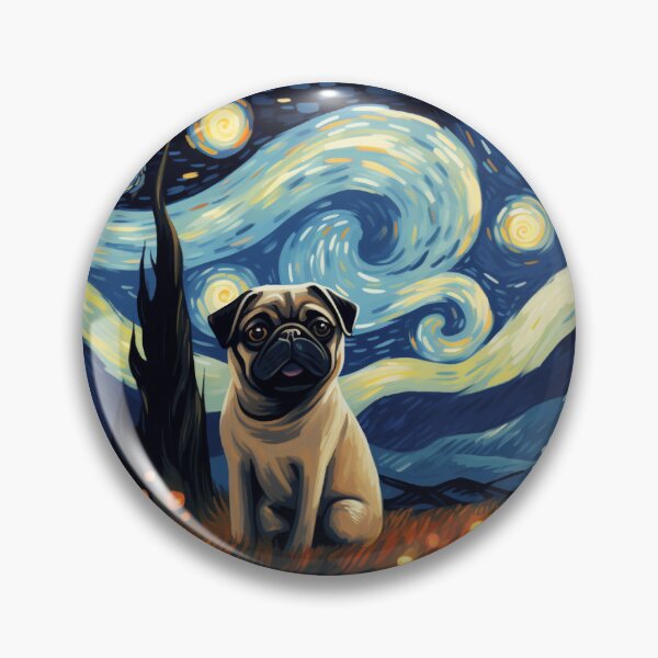 Item preview, Copy of Starry Night Pug Van gogh Inspired Dog Painting designed and sold by Vangoholic.