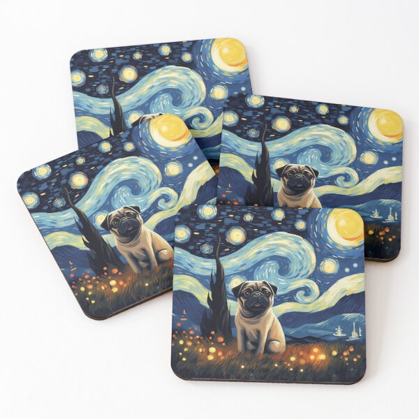 Item preview, Copy of Starry Night Pug Van gogh Inspired Dog Painting designed and sold by Vangoholic.